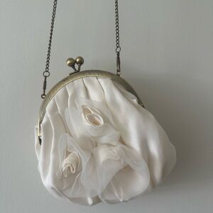 Elegant White Floral Clutch pouch bag roses cream blush